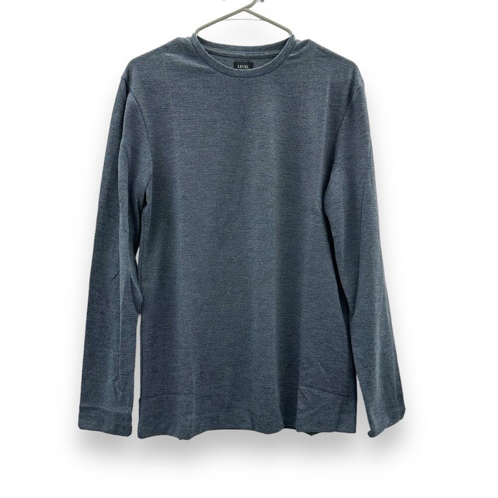 Level Ten LS Knit Long Sleeve Crewneck Tee Shirt in Navy Blue‎ Sz S NEW
